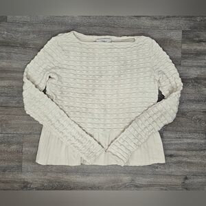 Pringle Of Scotland Merino Wool Textured Long Sleeve Sweater-Size Large